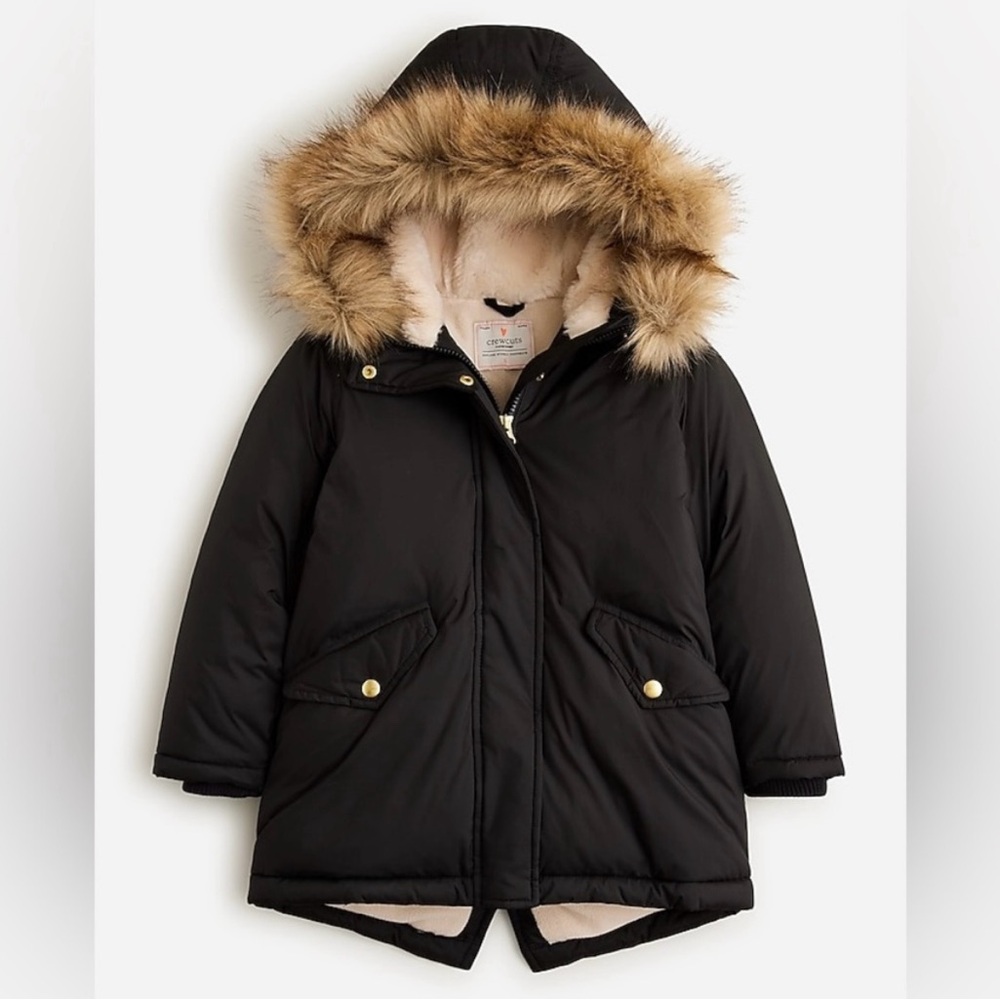 Jcrew Crew Cuts Girls Hooded Parka with Faux Fur Trim